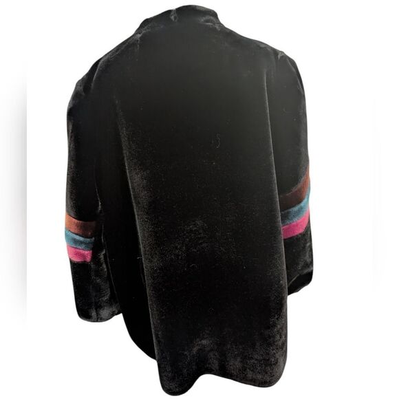 Vintage 1960s/70s Olympia black fur coat with multi color stripes mod - Picture 7 of 7